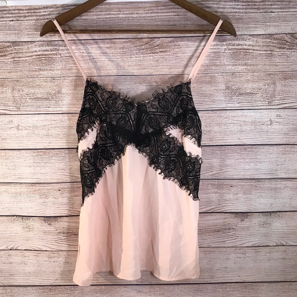 Poetry Tops - Pink With black lace top small